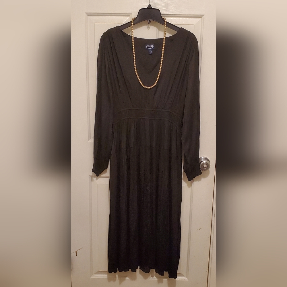 Scoop Smock Waist Black Women's Dress